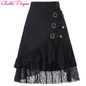 Steampunk Skirt Womens Sexy Black Ruffles With Lace Skirts Victorian Gothic Clothing Gypsy Hippie Vintage High Low Skirt 2017