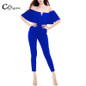 CUYIZAN women playsuit big size rompers Sexy off shoulder ruffles jumpsuit 2017 party slim party bodysuits women office Overalls