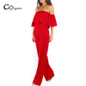 CUYIZAN Women off shoulder jumpsuit romper Sexy short sleeve bodysuit rompers womens jumpsuit Wide legs Playsuit Overall Macacao