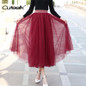 Cuteelk 2017 Autumn Fashion Tulle Skirts Female Elastic High Waist Skirts Women Irregular Hem Mesh Tutu Skirt Party Skirts