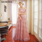 Under $50 Elegant Crystal Beaded Pink Royal Lace A-Line Long Evening Dresses 2018 Prom Party Dress Robe De Soiree Longue