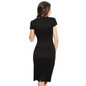 ANSELF Sexy Fashion Women Pencil Dress Sleeve Puff  Plunge V-Neck Pocket Slim Bodycon Midi Office Dress OL Women Work Party Wear