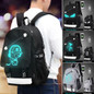 Anime Luminous Anti-Theft Backpack Daypack Shoulder SchoolBag USB Charger