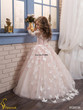 Blush Pink Long Sleeve Flower Girl Dresses for Wedding 3D Flowers Ball Gown 2017 Little Girls Communion Party Pageant Dress F44