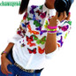Blusas Women Blouses white fashion Butterfly Chiffon blouse plus size body Tops Long Sleeve Shirt Casual blusa femininoJa25
