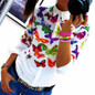 Blusas Women Blouses white fashion Butterfly Chiffon blouse plus size body Tops Long Sleeve Shirt Casual blusa femininoJa25