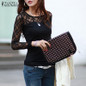 Blusas Femininas 2018 Spring Summer ZANZEA Women Sexy Shirt Tops Lace Patchwork Long Sleeve Casual Blouse Black White Plus Size