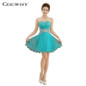 Blue Organza Beading Sweetheart Strapless Ball Gown Women Evening Party Short Dresses Above Knee robe de Cocktail Dresses