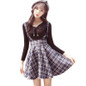 Preppy Style Braces Skirts Female 2017 Spring High Waist Lolita Skirts Umbrella Women Short Wool Suspender Skirts Plaid saias