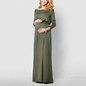 Maternity Solid Color Scoop Neck Ankle Length Dress