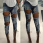 High Waist Stretch Jeans Sexy Women's Denim Skinny Ripped Pants  Slim Pencil Trousers Lady Hole Jean Pants Vitage