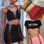 High Waist Slim Pencil Mini Lace UP Skirt Fashion Ladies Bandage Black Fashion Womens PU Leather Skirt