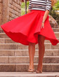 High Waist Pleat Elegant Red Black Knee-Length Flared Skirts Fashion Women Faldas Saia Ladies Jupe Autumn Winter Women's Skirt