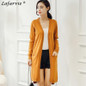 Lafarvie 2017 Autumn &amp; Winter Cashmere Blended Knitted Sweater Women Cardigan Standard Loose Solid Color Sweaters Female Jacket