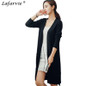 Lafarvie 2017 Autumn &amp; Winter Cashmere Blended Knitted Sweater Women Cardigan Standard Loose Solid Color Sweaters Female Jacket