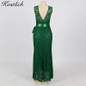 Kostlich Summer Women Long Dress 2017 UK Green Elegant Prom Fashion Casual Ladies Maxi Clothes Evening Party O-Neck Lace Dresses