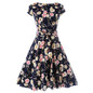 Kostlich Floral Print Summer Sundress 2017 Short Sleeve Belt Tunic Vintage Dress Women Elegant Swing Rockabilly Party Dresses