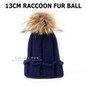 LAURASHOW Children Winter Raccoon Fox Fur Hat Girls Boys Real Fur pompoms Ball Baby Beanies Cap Kids Knitted Hats