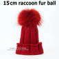 LAURASHOW Children Winter Raccoon Fox Fur Hat Girls Boys Real Fur pompoms Ball Baby Beanies Cap Kids Knitted Hats
