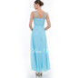 Dressv ice blue A-line chiffon evening dress scoop neck ankle length lace long evening dress open back formal party prom dress