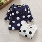 New Cute Kid Girls Clothing Polka Dot Tops T-Shirt Cotton Long Sleeve Tees