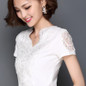 2017 Fashion Summer Blusa White Lace Cotton Blouse shirt Elegant Women Tops Plus Size Sexy Hollow Out Shirts Women Clothes 59C40