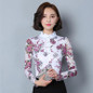 New 2017 Fashion Blusa Women Brand shirt Slim Pirnted shirt long-sleeved Female lace Tops Women lace blouse Plus size 4XL 36i 25