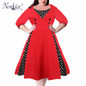 Nemidor 2017 Hot Sales Casual Dot Half Sleeve Elegant Party Patchwork Plus Size Dress O-neck Button 7XL 8XL 9XL Midi Swing Dress