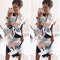 2017 Summer Dress Women Elegant OL Work Dress Casual V Neck Short Sleeve Geometric Prints Loose Dress