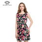 2017 summer dress new Korean Women casual Bohemian floral leopard sleeveless vest printed beach women chiffon dress
