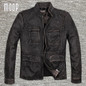 Retro black genuine leather jacket coat men cow leather motorcycle jackets chaqueta moto hombre veste cuir homme cappotto LT1264