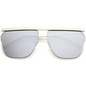 Modern Half Frame Full Metal Flat Top Mirrored Lens Aviator Sunglasses C398