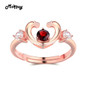 MoBuy MBRI033 Unique Love Heart Gemstone Garnet Ring 925 Sterling Silver Rose Gold Plated Engagement Fine Jewelry For Women Gift