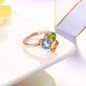 MoBuy MBRI002 Citrine+Topaz+Peridot Adjustable Ring 925 Sterling Silver Rose Gold Plated Natural Gemstone Fine Jewelry For Women