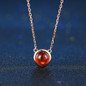 MoBuy MBNI026 Simple Style Red Natural Gemstone Garnet Necklace &amp; Pendant 925 Sterling Silver Gold Plated Fine Jewelry For Women