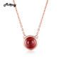MoBuy MBNI026 Simple Style Red Natural Gemstone Garnet Necklace &amp; Pendant 925 Sterling Silver Gold Plated Fine Jewelry For Women