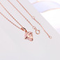 MoBuy MBNI016 Heart Cut Natural Gemstone Rose Quartz Bow Necklaces &amp; Pendants Sterling Silver 925 Jewelry Gold Plated For Women