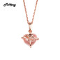 MoBuy MBNI016 Heart Cut Natural Gemstone Rose Quartz Bow Necklaces &amp; Pendants Sterling Silver 925 Jewelry Gold Plated For Women