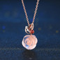 MoBuy MBNI025 Unique Rose Flower Natural Gemstone Rose Quartz Necklace & Pendant 925 Sterling Silver Gold Plated Fine Jewelry