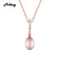 MoBuy MBNI009 Pink Natural Gemstone Rose Quartz Necklace & Pendant 925 Sterling-Silver-Jewelry Rose Gold Plated Fine For Women