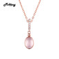 MoBuy MBNI009 Pink Natural Gemstone Rose Quartz Necklace & Pendant 925 Sterling-Silver-Jewelry Rose Gold Plated Fine For Women