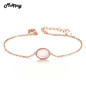 MoBuy MBHI023 Pink Natrual Gemstone Oval Rose Quartz Fine Bracelets &amp;Cuff 925 Sterling-Silver-Jewelry Rose Gold Plated For Women