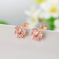 MoBuy MBEI040 Lovely Claw Natural Gemstone Heart Rose Quartz Stud Earring 925 Sterling Silver Rose Gold Plated S925 Fine Jewelry