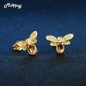 MoBuy MBEI041 Natural Citrine Lovely Bee Stud Earrings 925 Sterling Silver Jewelry 14K Yellow Gold Plated Fine Jewelry For Women