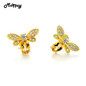MoBuy MBEI041 Natural Citrine Lovely Bee Stud Earrings 925 Sterling Silver Jewelry 14K Yellow Gold Plated Fine Jewelry For Women