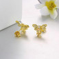 MoBuy MBEI041 Natural Citrine Lovely Bee Stud Earrings 925 Sterling Silver Jewelry 14K Yellow Gold Plated Fine Jewelry For Women