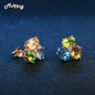 MoBuy MBEI037 3-Colors Oval Gemstone Citrine Topaz Peridot Stud Earrings 925 Sterling Silver Jewelry Rose Gold Plated For Women