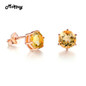 MoBuy MBEI027 Classic Simple Style Natural Gemstone Citrine Stud Earrings 925 Sterling-Silver-Jewelry Rose Gold Plated For Women