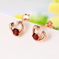 MoBuy MBEI026 Sweet Love Heart Natural Gemstone Red Garnet Stud Earrings 925 Sterling-Silver-Jewelry Rose Gold Plated For Women