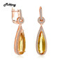 MoBuy MBEI024 Teardrop Natural Gemstone Citrine Drop/Dangle Earrings 925 Sterling Silver Rose Gold Plated Fine Jewelry For Women